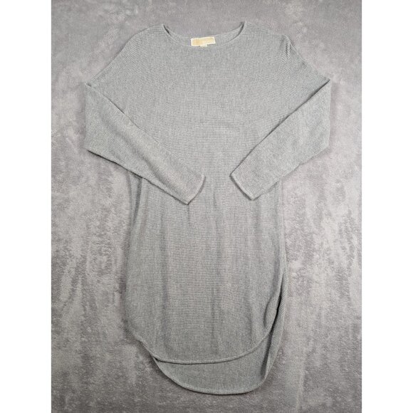 Michael Kors Waffle Knit Dress Womens Size Small Gray Mini Long Sleeve Comfy - Picture 1 of 9